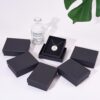 pandahall 24pcs Cardboard Jewelry Set Box for Ring Necklace Rectangle Tan Black Kraft Cotton Filled Cardboard Paper 8x5x3cm