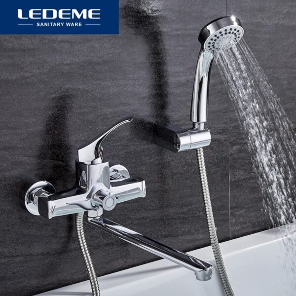 LEDEME Bathroom Fixture Sets Faucets 1 SET Set Bath Shower Tap Bathroom Shower Set Bathtub Faucet Waterfall Shower Head L2242