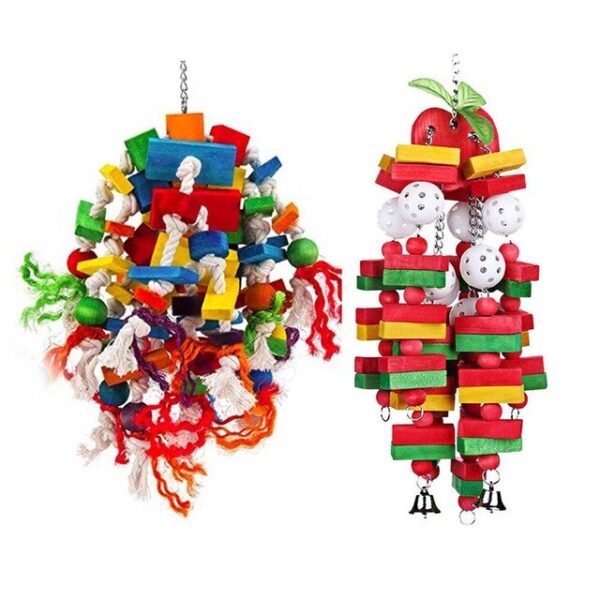 Bird Parrot Toys Birds Swing Toys Pet Bird Accessories Wood Beads Bananas Apples Bunches For Budgie Lovebirds Conures Birds Toys