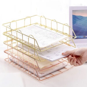 Nordic Metal Home Office Storage Basket Desk Organiser Desk Organiser Desktop A4 Paper Organization Magazine Newspaper Organizer