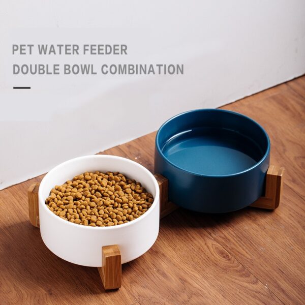 Ceramic Pet Bowl Cat Puppy Feeding Supplies Double Pet Bowls Dog Food Water Feeder Dog Accessories Durable multiple color option