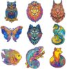 Top Quality 3D Jigsaw Wooden Puzzles Each Piece is Animal Shaped Card Adults Kid Toys Gifts Family Puzzle Game Home Decoration P