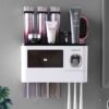 Bathroom Accessories Set Magnetic Adsorption Inverted Toothbrush Holder Automatic Toothpaste Dispenser Squeezer Storage Rack