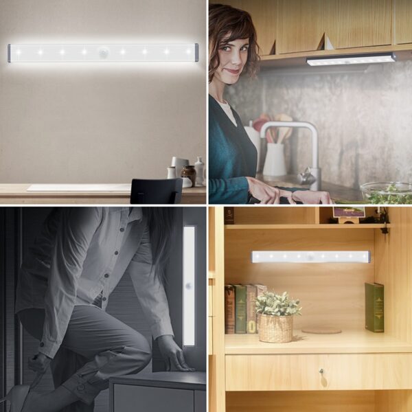 14 20 LED USB Charging Cabinet Light Magnetic Strip Closet Light Night Lamp With Motion Sensor For Kitchen Bedroom Home Lighting