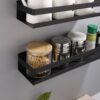 Bathroom Hradware Accessories 20-50cm Modern Matte Black Bathroom Corner Shelves Kitchen Wall Shelf Shower Shampoo Storage Rack