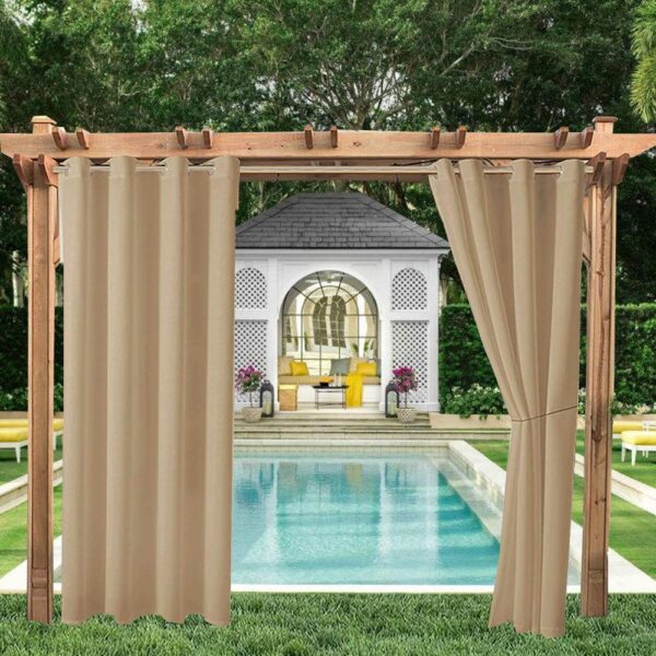 Outdoor Curtains for Patio Rustproof Grommet Top Waterproof Window Curtain Drapes for Porch,Pergola,Cabana,Gazebo,and Sun Room
