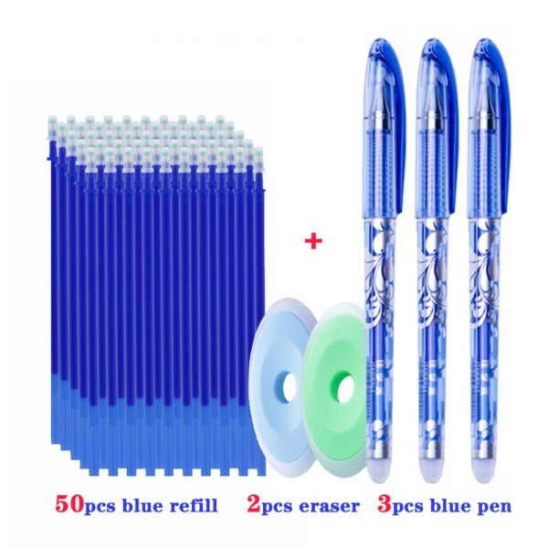 55pcs/lot Magic Erasable Pen Refills Rod Bear Cat Erasable Gel Pen Set Washable Handle 0.5mm Erasable Ink Pen Writing Stationery