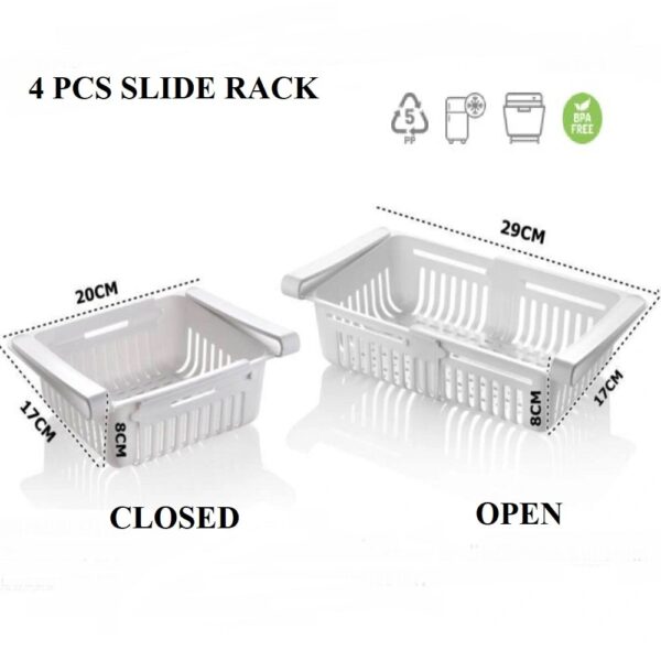 Kitchen Refrigerator Organizer Basket Container Drawner Adjustable Storage Box Retractable Drawer Space Saver Slide Fridge Rack