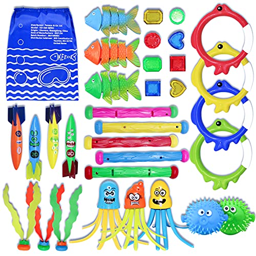 Diving Toys 32 Pack Swimming Pool Toys for Kids, 5 Diving Sticks, 4 Toypedo  Bandits, 4 Diving Rings, 8 Pirate Treasures, 3 Fish Toys, 3 Stringy  Octopus, 3 Seaweeds, 2 Ballonfish with Storage Bag – Ohio Prime Retail
